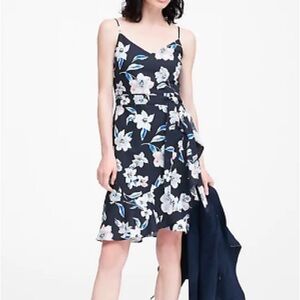 Banana Republic Linen Blend Faux Wrap Dress Size 2 EUC